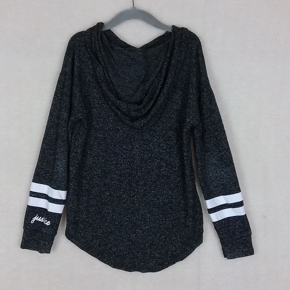 Justice Girls Lightweight Knit Hoodie Size 7‎ in Black White